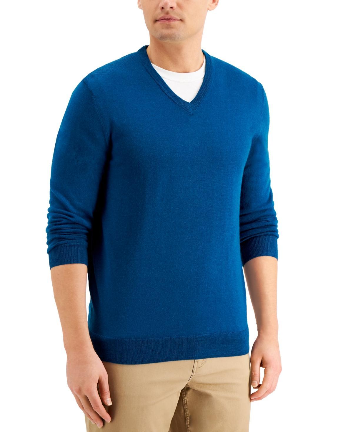 Club Room Mens Solid V-Neck Merino Wool Blend Sweater, Created for Macys Product Image