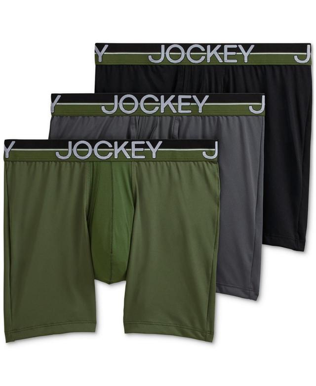 Mens Jockey Infinite Cool 3-pk Microfiber Stretch 5 Boxer Briefs Cactus Green Team Product Image