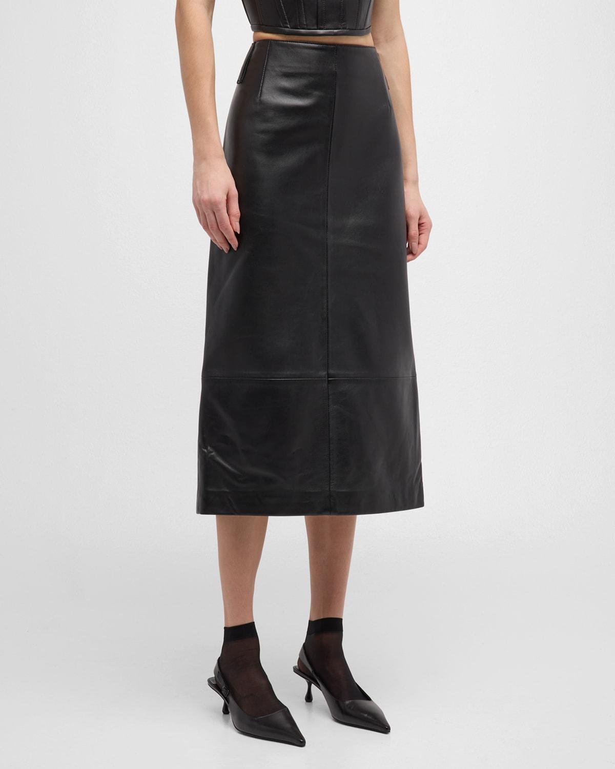 Leather Slim Pencil Midi Skirt product image