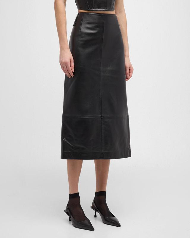 Leather Slim Pencil Midi Skirt Product Image