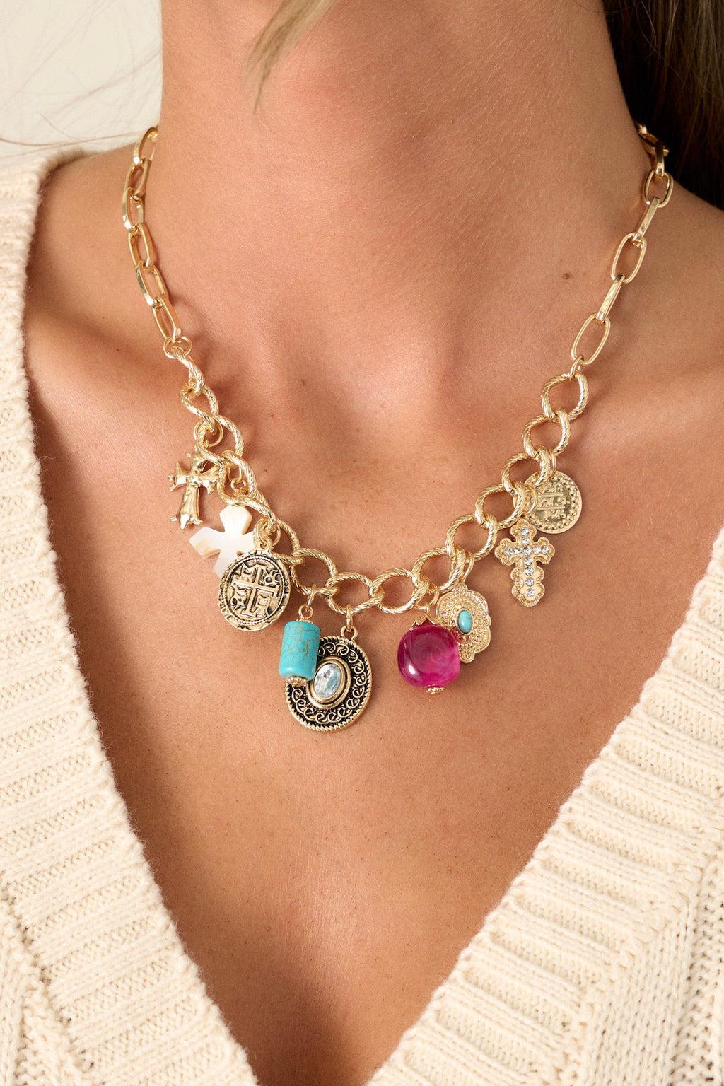 Summer Radiance Gold Chain Charm Necklace Product Image