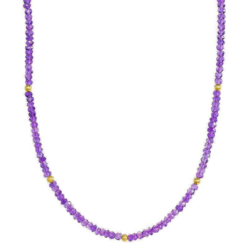 Jewelmak 14k Yellow Gold & Amethyst Necklace, Womens 14k Gold Product Image