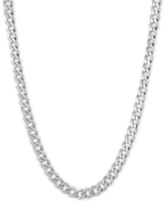 Flat Curb Link Chain Necklace 18 24 In Sterling Silver Or 18k Gold Plated Silver Silver Product Image