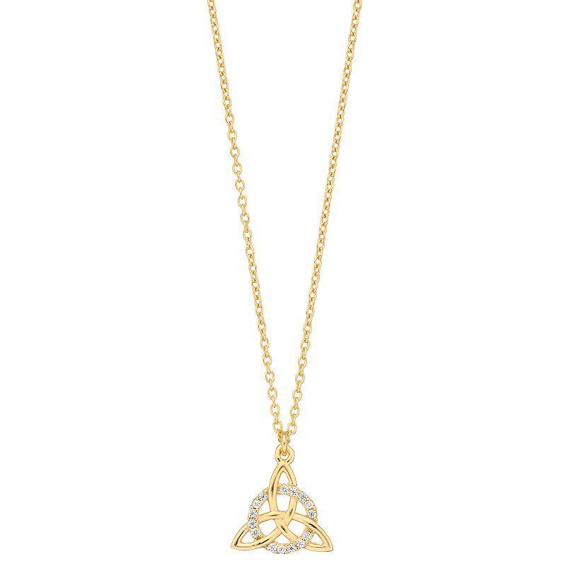 Sterling Silver Cubic Zirconia Celtic Knot Pendant Necklace, Womens 18k Gold Over Product Image