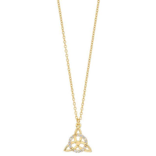 Sterling Silver Cubic Zirconia Celtic Knot Pendant Necklace, Womens 18k Gold Over Product Image