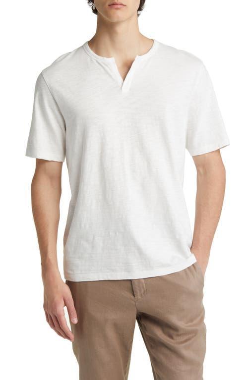 Mens Slub Split Neck Short-Sleeve T-Shirt Product Image