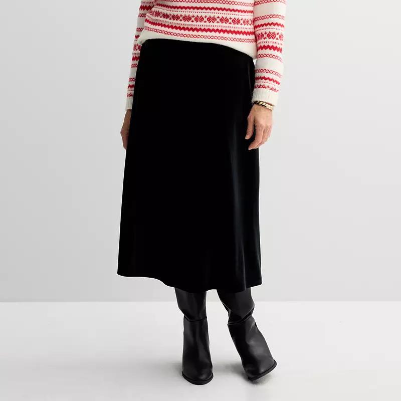 Petite Croft & Barrow Velvet Midi Skirt, Womens Product Image