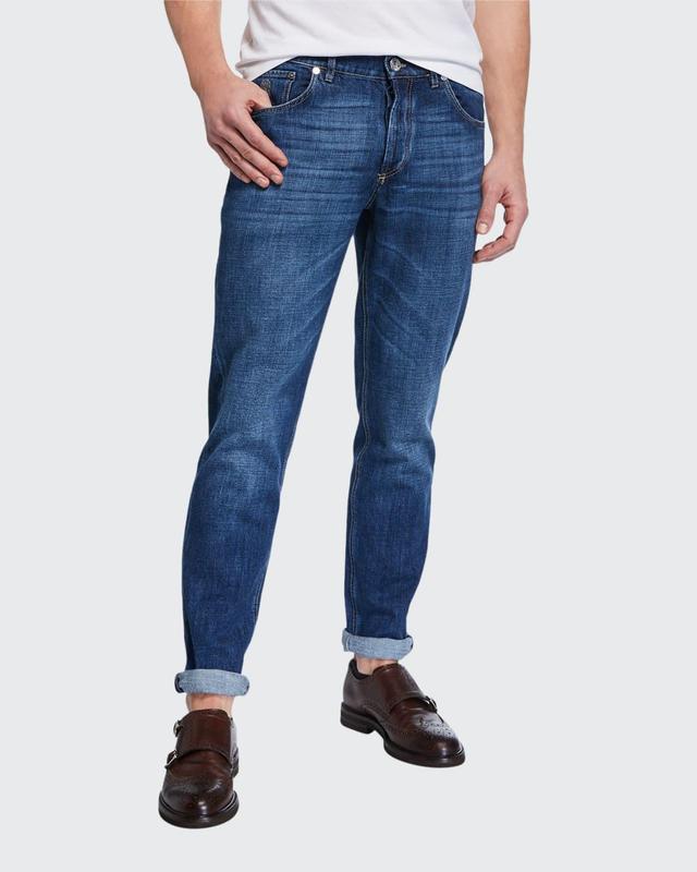 Mens Medium-Wash Basic-Fit Denim Jeans Product Image