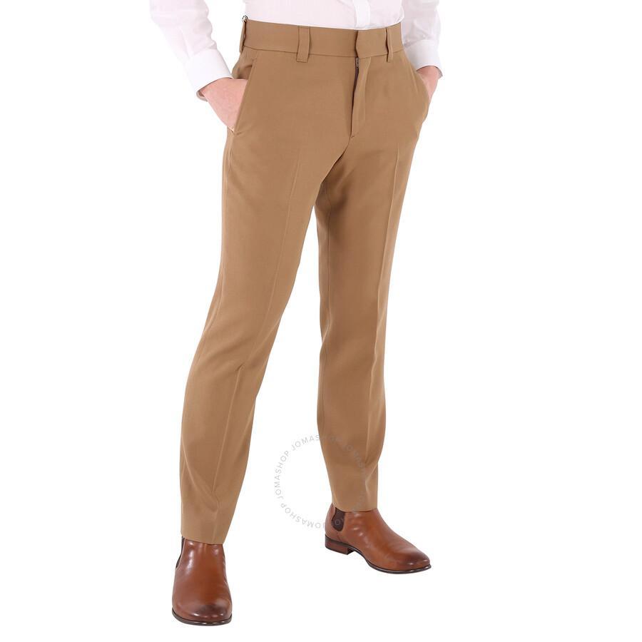 Men's Fawn Grain De Poudre Wool Tailored Trousers In Red Product Image