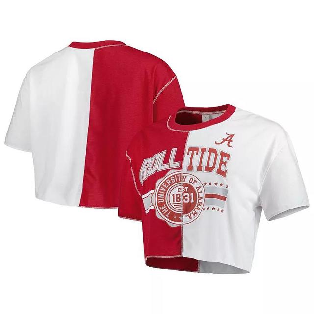 Womens ZooZatz Crimson/White Alabama Crimson Tide Colorblock Cropped T-Shirt Product Image