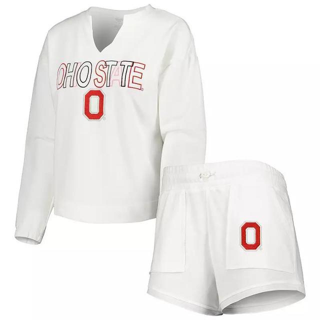 Womens Concepts Sport Ohio State Buckeyes Sunray Notch Neck Long Sleeve T-Shirt & Shorts Set Product Image