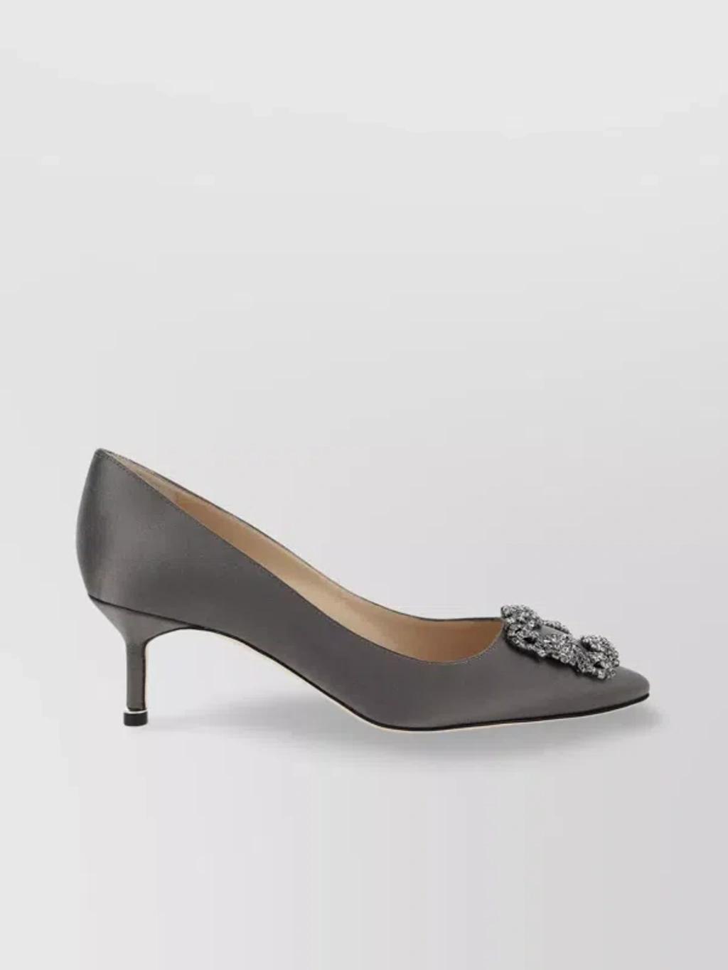 MANOLO BLAHNIK Grey 50 Hangisi Satin Pumps In Dgry Product Image