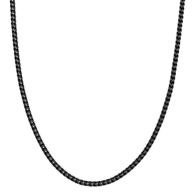 Mens LYNX Stainless Steel 4 mm Foxtail Chain Necklace Black Product Image