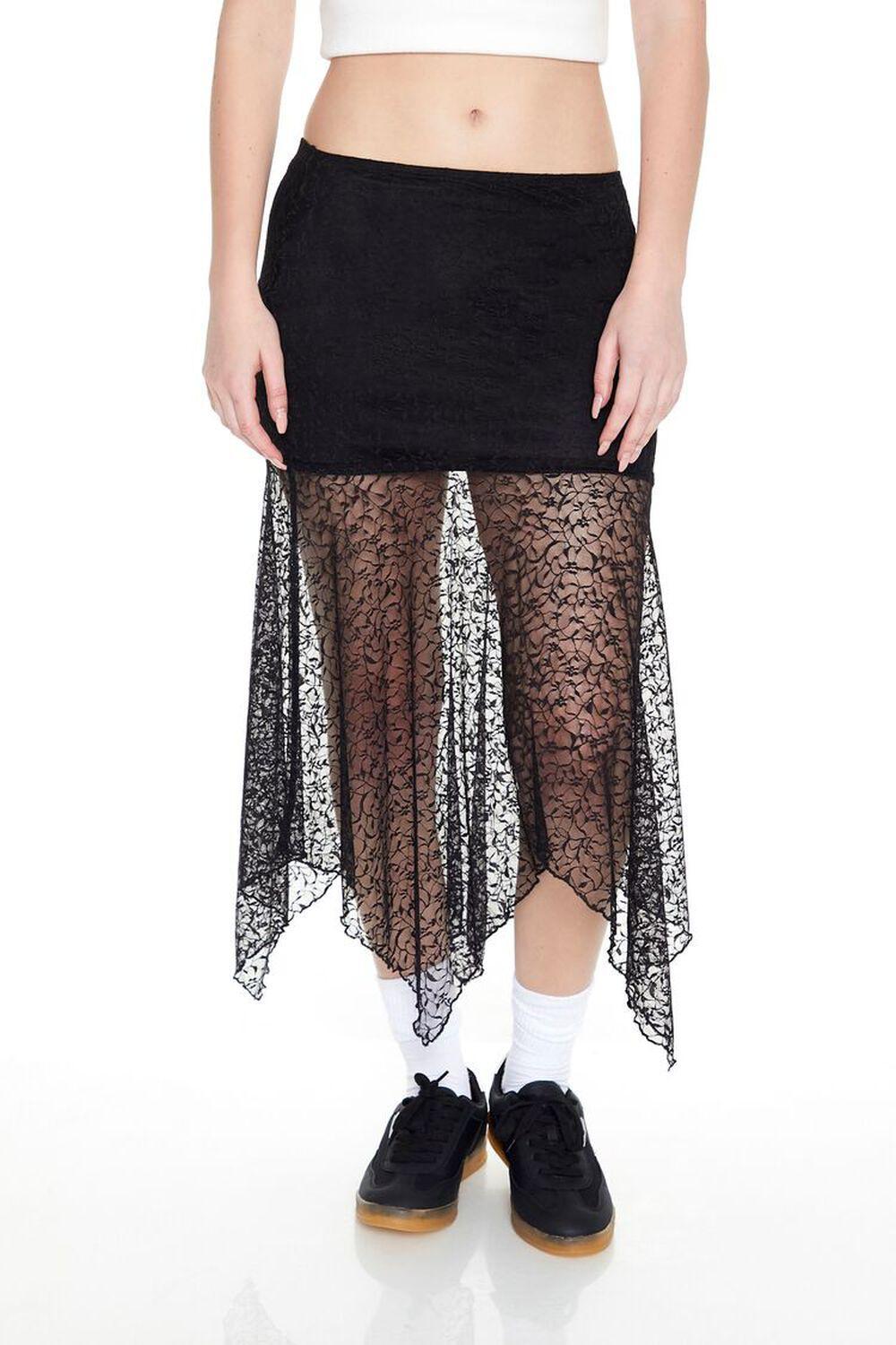 Floral Lace Handkerchief Midi Skirt | Forever 21 product image