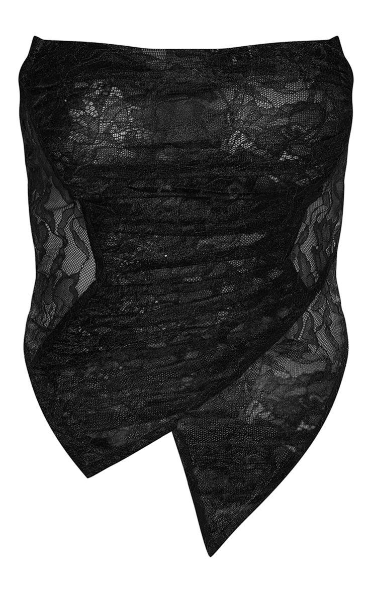 Black Lace Asymmetric Pointed Hem Corset Product Image