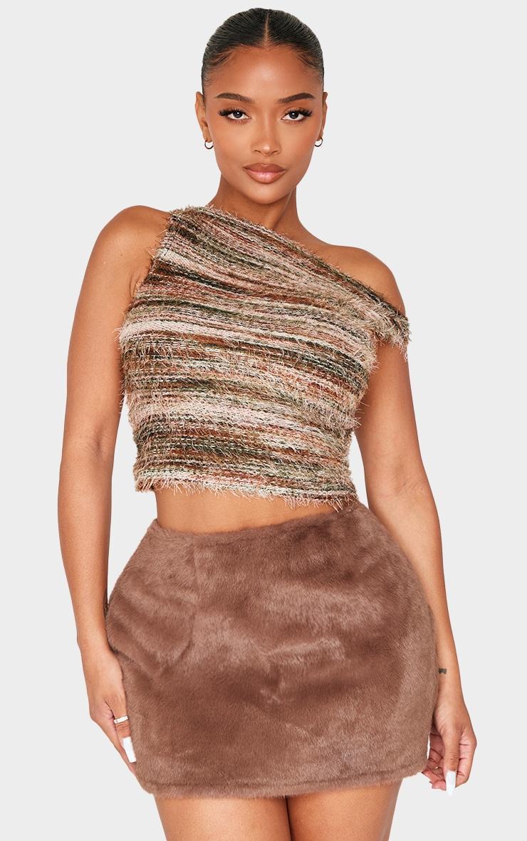 Shape Brown Fur Mini Skirt Product Image