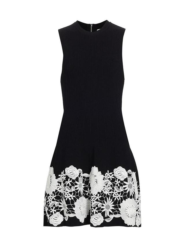 Womens Floral Lace Knit Minidress Product Image