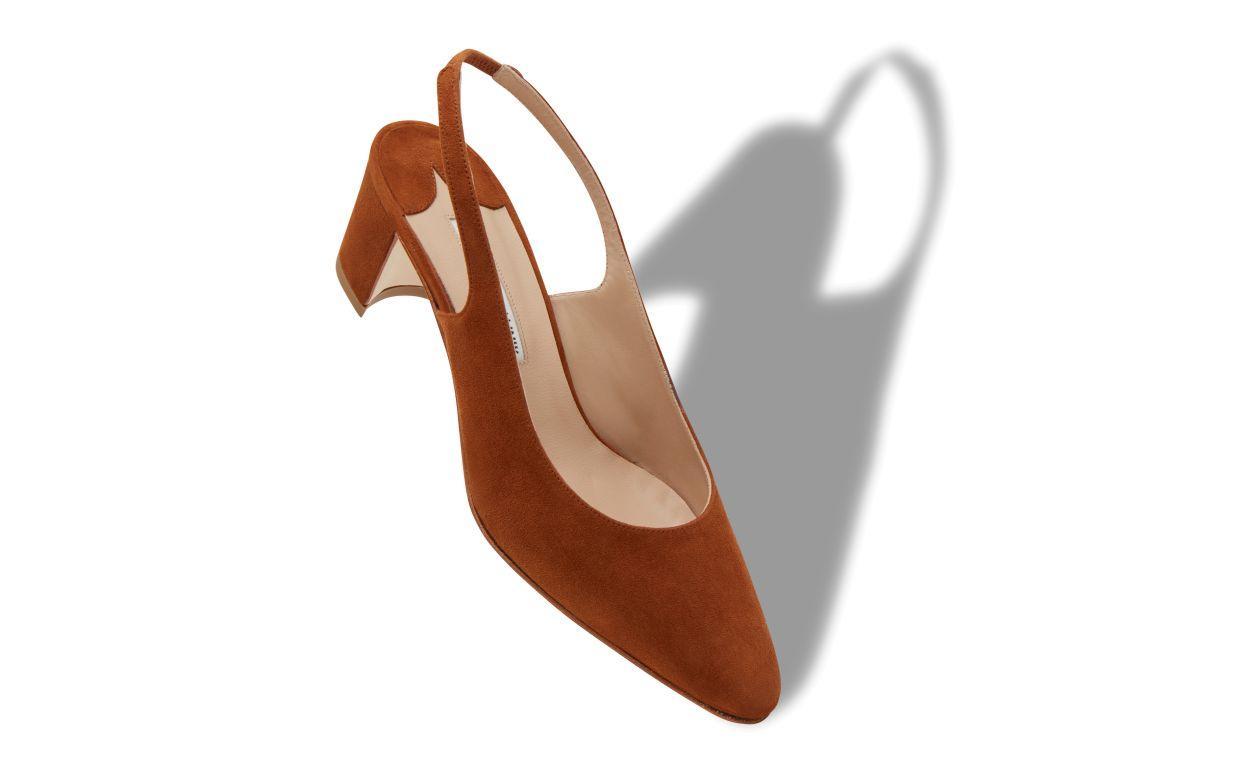 ALLURASAN Brown Suede Slingback Pumps product image