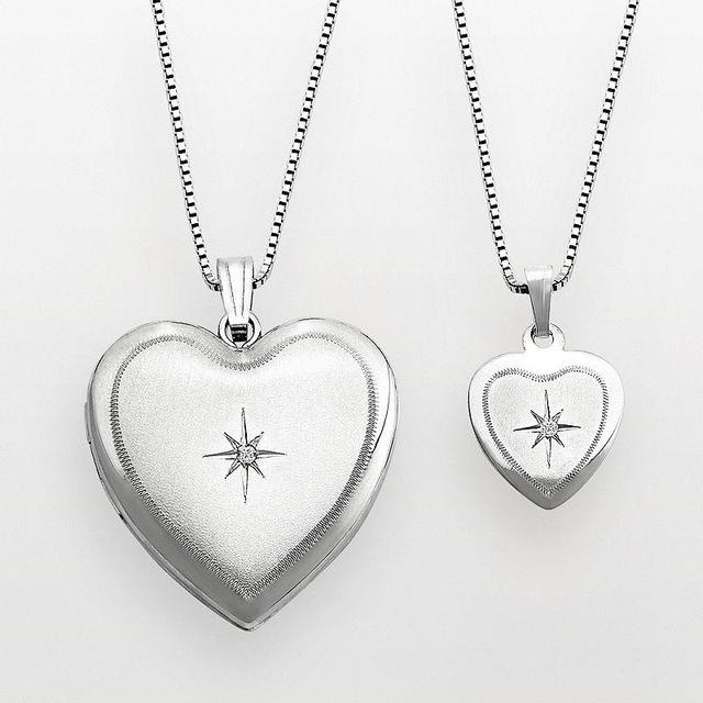 Sterling Silver Diamond Accent Heart Locket & Pendant Set, Womens, Multicolor Product Image