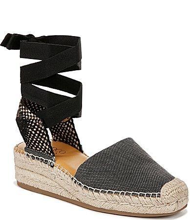 Franco Sarto Britney Ankle Strap Wedge Espadrilles Solid Fabric) Women's Sandals Product Image