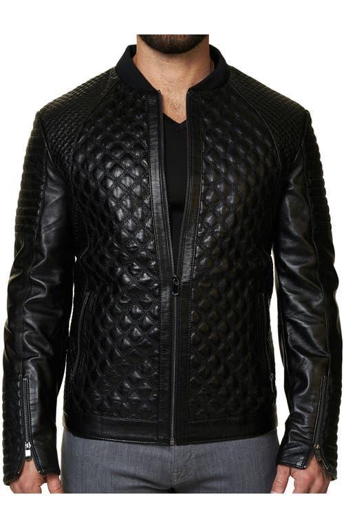 Maceoo Croc Embossed Lambskin Leather Moto Jacket Product Image