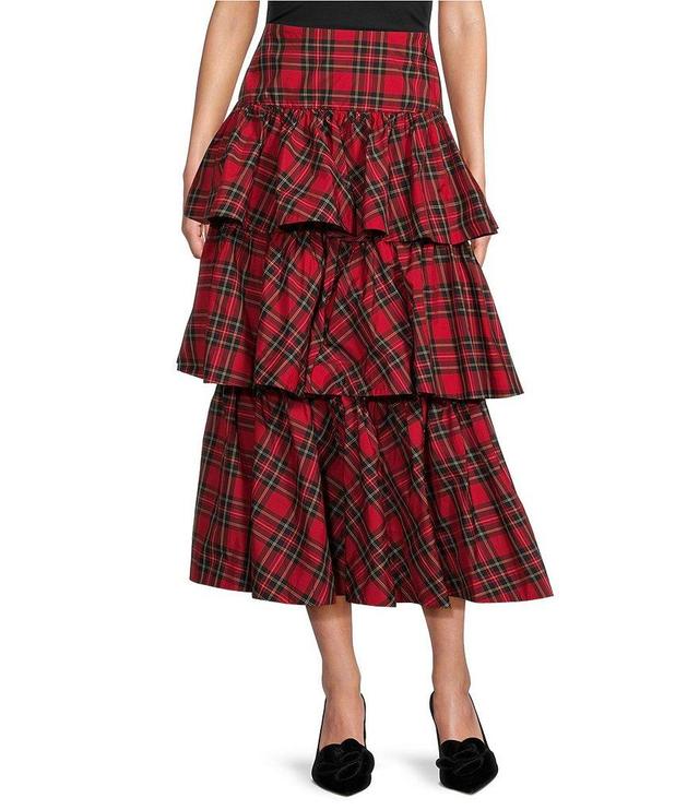 Antonio Melani Maia Plaid High Rise Tiered A-Line Midi Skirt Product Image