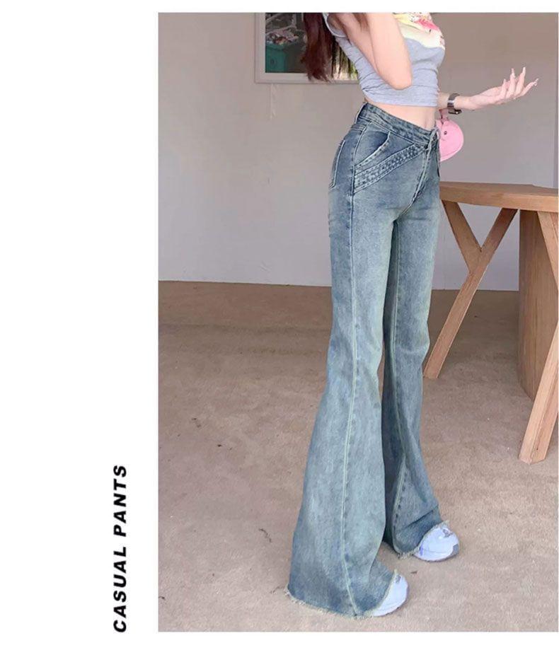 High Waist Washed Flared Jeans Product Image