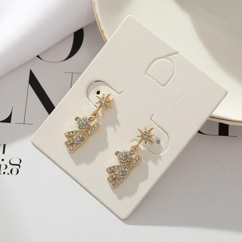 Rhinestone Bear Drop Earring Product Image