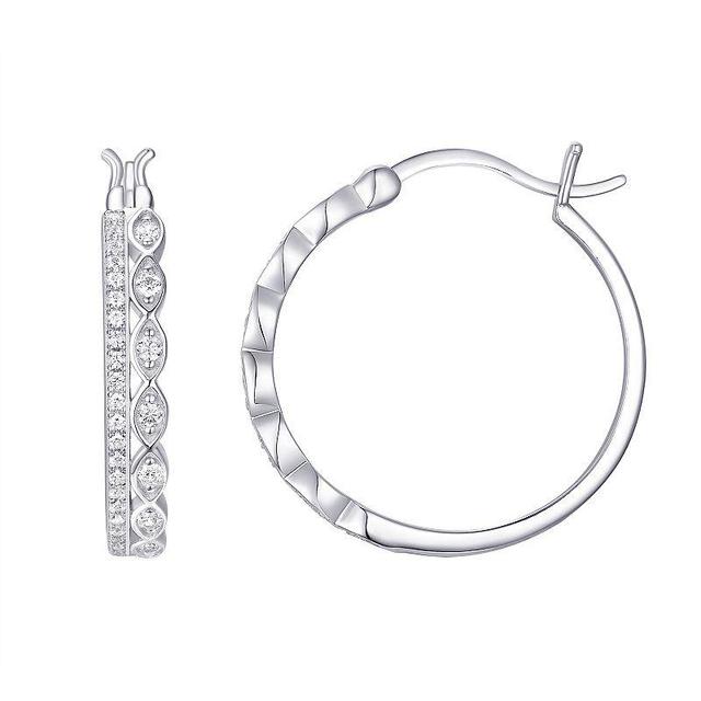 Eco Silver Luxe Sterling Silver Double Row Cubic Zirconia Hoop Earrings, Womens, White Product Image