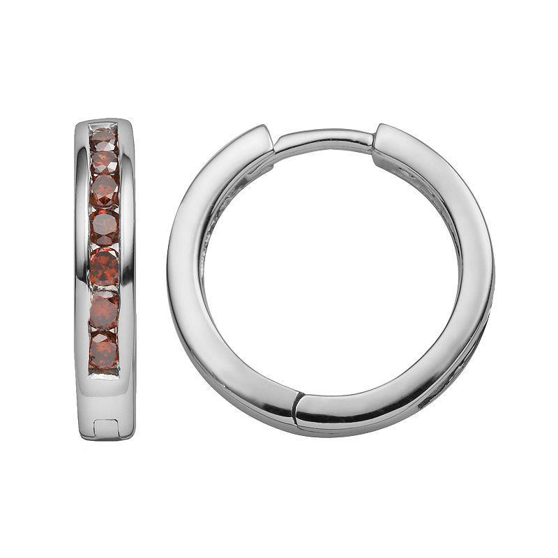 Jewelexcess Sterling Silver 1/2-ct. T.W. Red Diamond Hoop Earrings, Womens Product Image