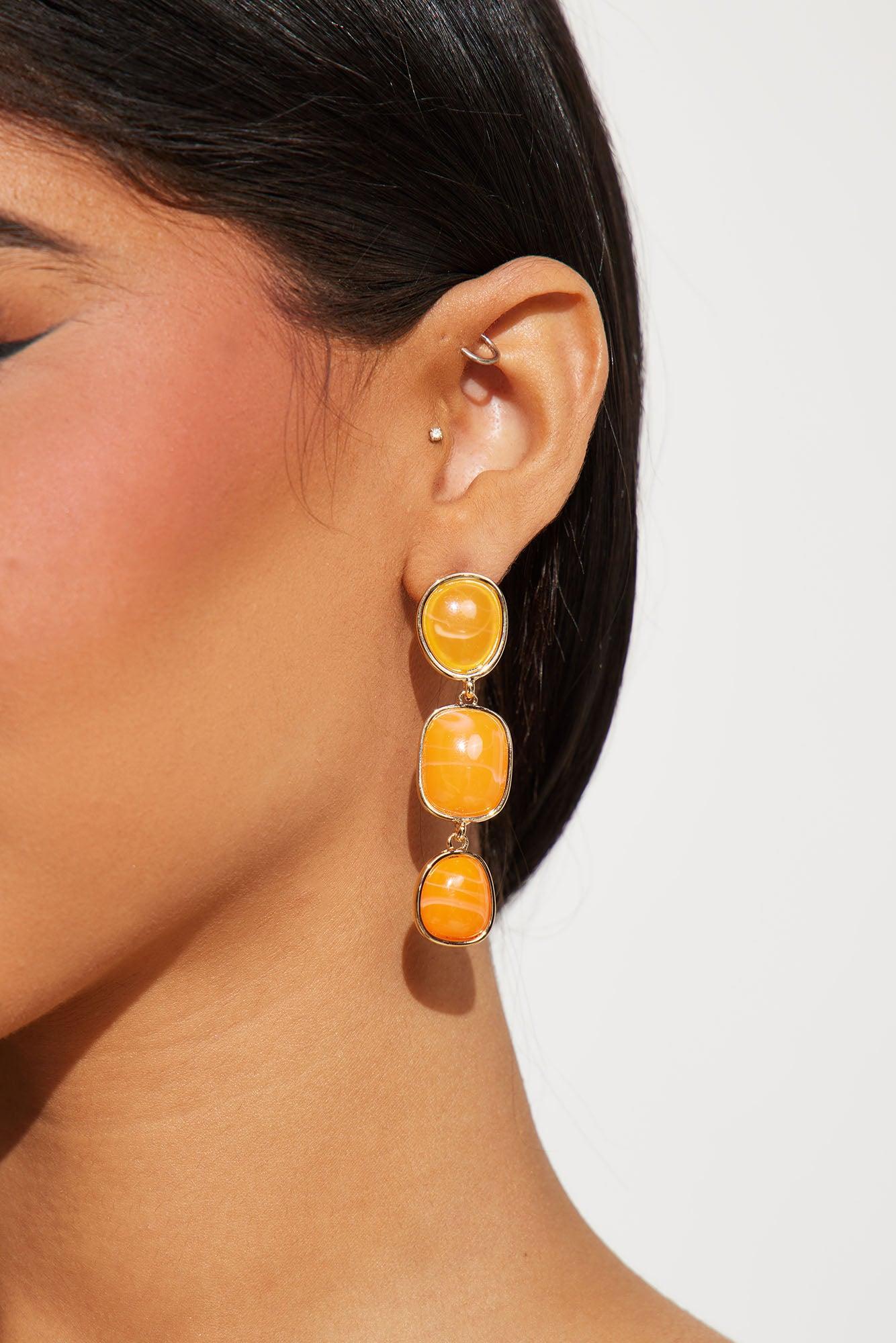 Crystalised Earrings - Orange Product Image