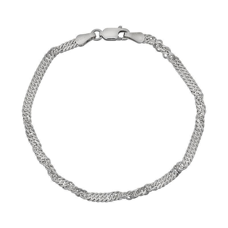 Jordan Blue Sterling Silver Disco Chain Bracelet, Womens Grey Product Image