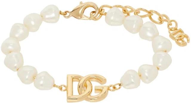 DOLCE & GABBANA White & Gold Link Pearls Bracelet In Zoo00 Oro Product Image