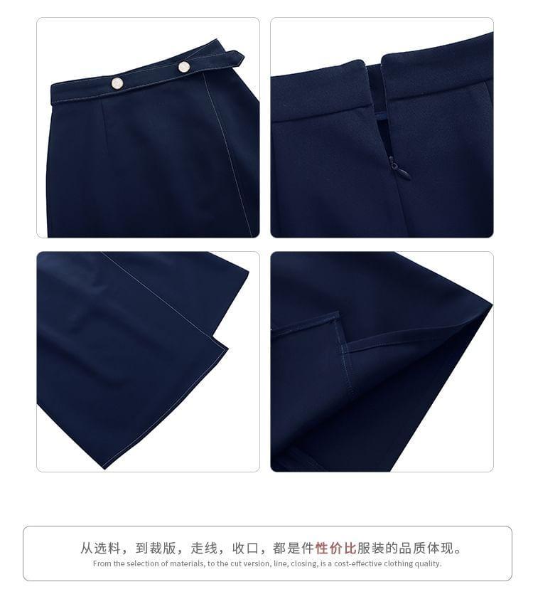 High Waist Contrast Trim Asymmetrical A-Line Skirt Product Image