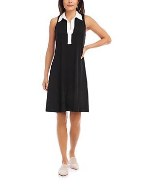 Karen Kane Contrast Placket Dress White) Women's Dress Product Image