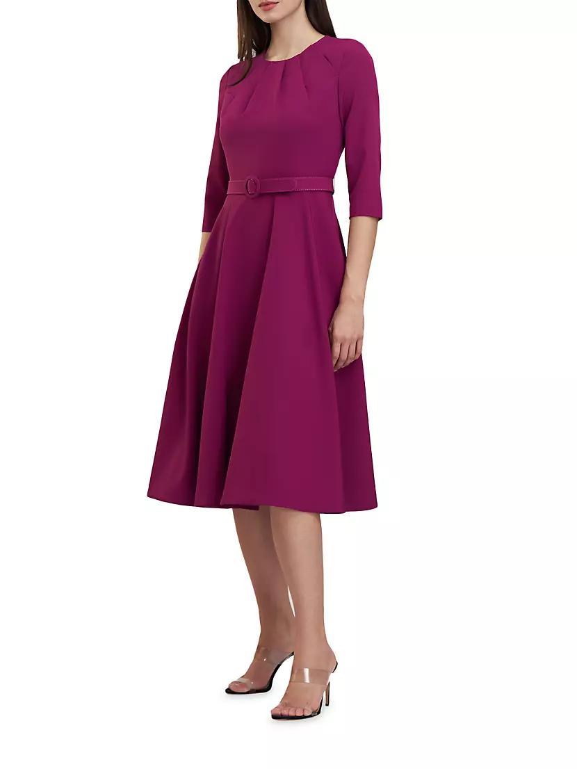 Womens Lynette Crepe Belted Midi-Dress Product Image