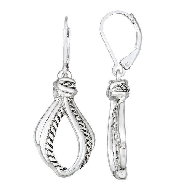 Napier Silver Tone Twisted Textured Drop Earrings, Womens Product Image