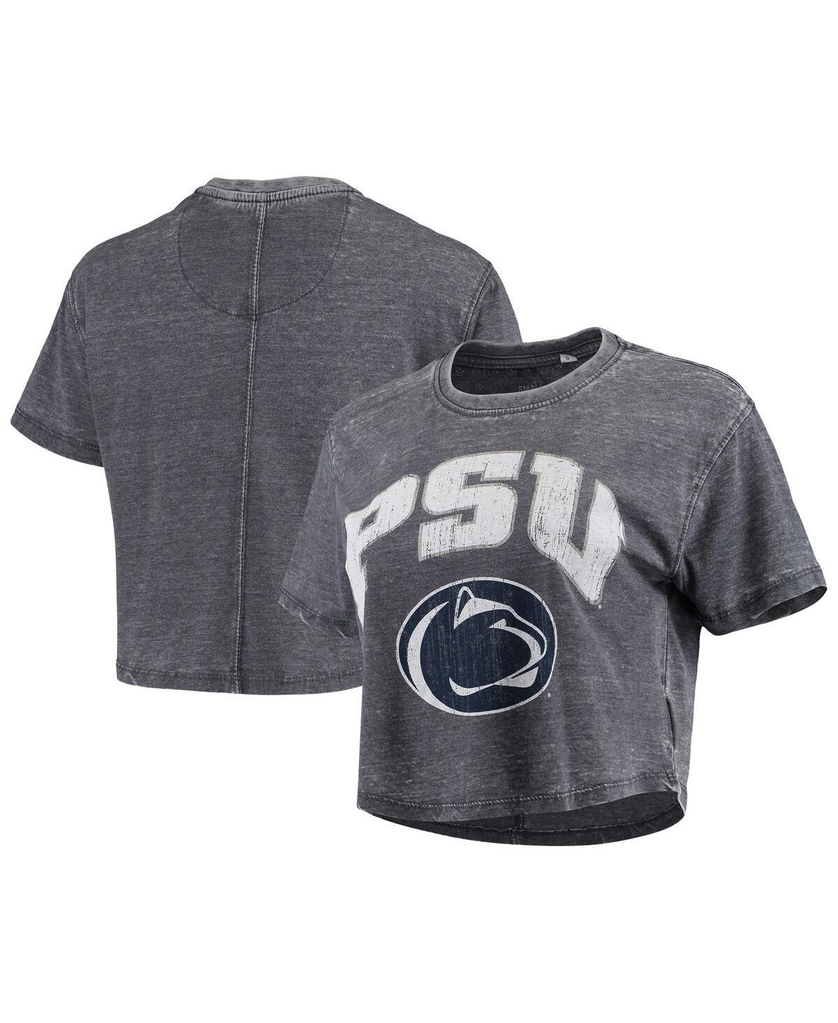 Womens Pressbox Penn State Nittany Lions Edith Vintage Burnout Crop T-Shirt Blue product image