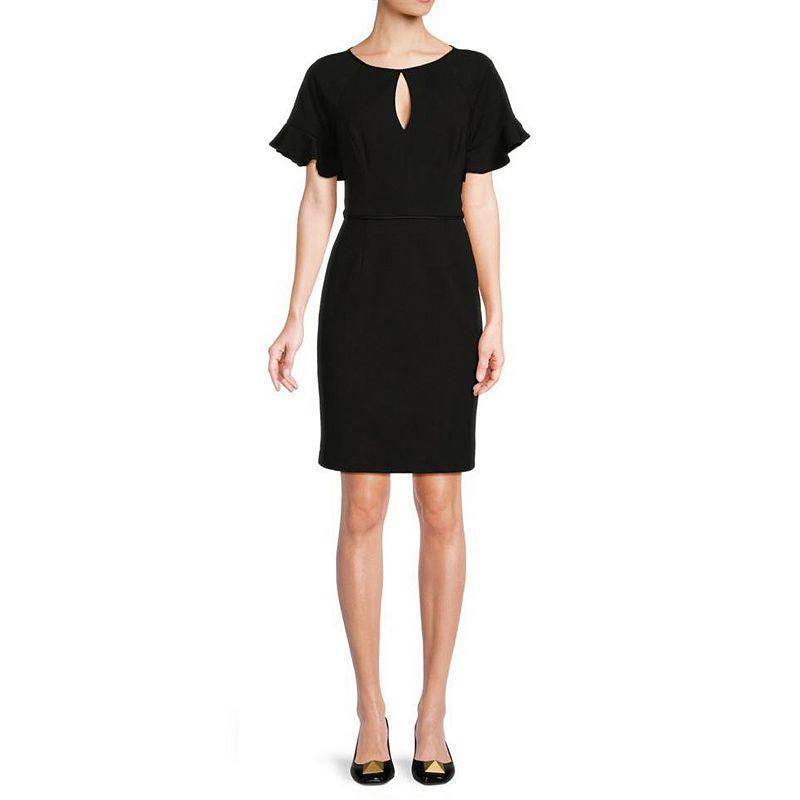 Womens Focus By Shani Knit Keyhole Flutter Sleeve Sheath Dress Product Image