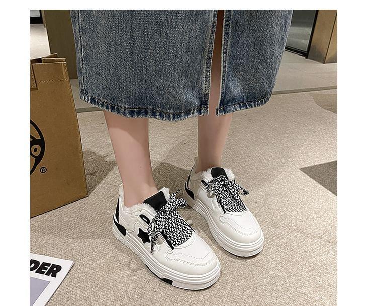 Star Patterned Lace-Up Platform Sneakers Product Image