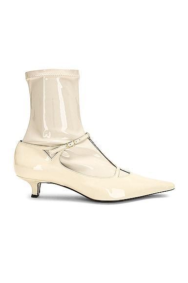 THE ROW Cyd Patent T-strap Booties In Vanilla Product Image