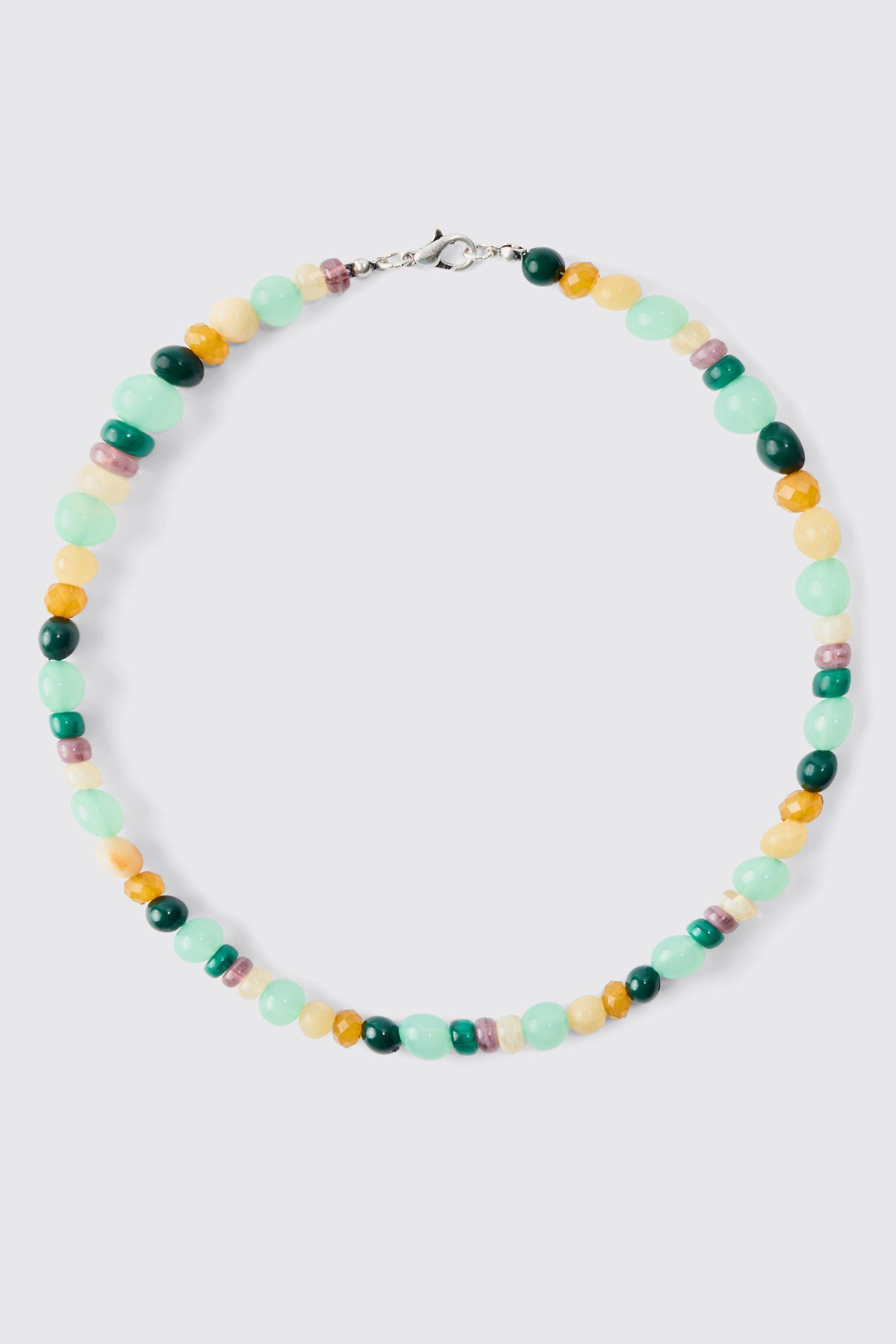 Beaded Multi Colour Necklace | boohooMAN USA Product Image