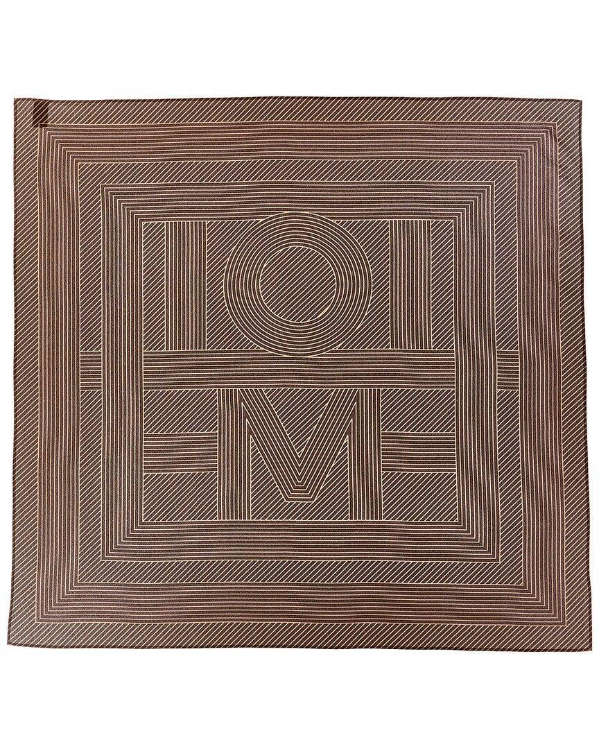 Toteme Striped Monogram Print Silk Scarf In Brown Product Image