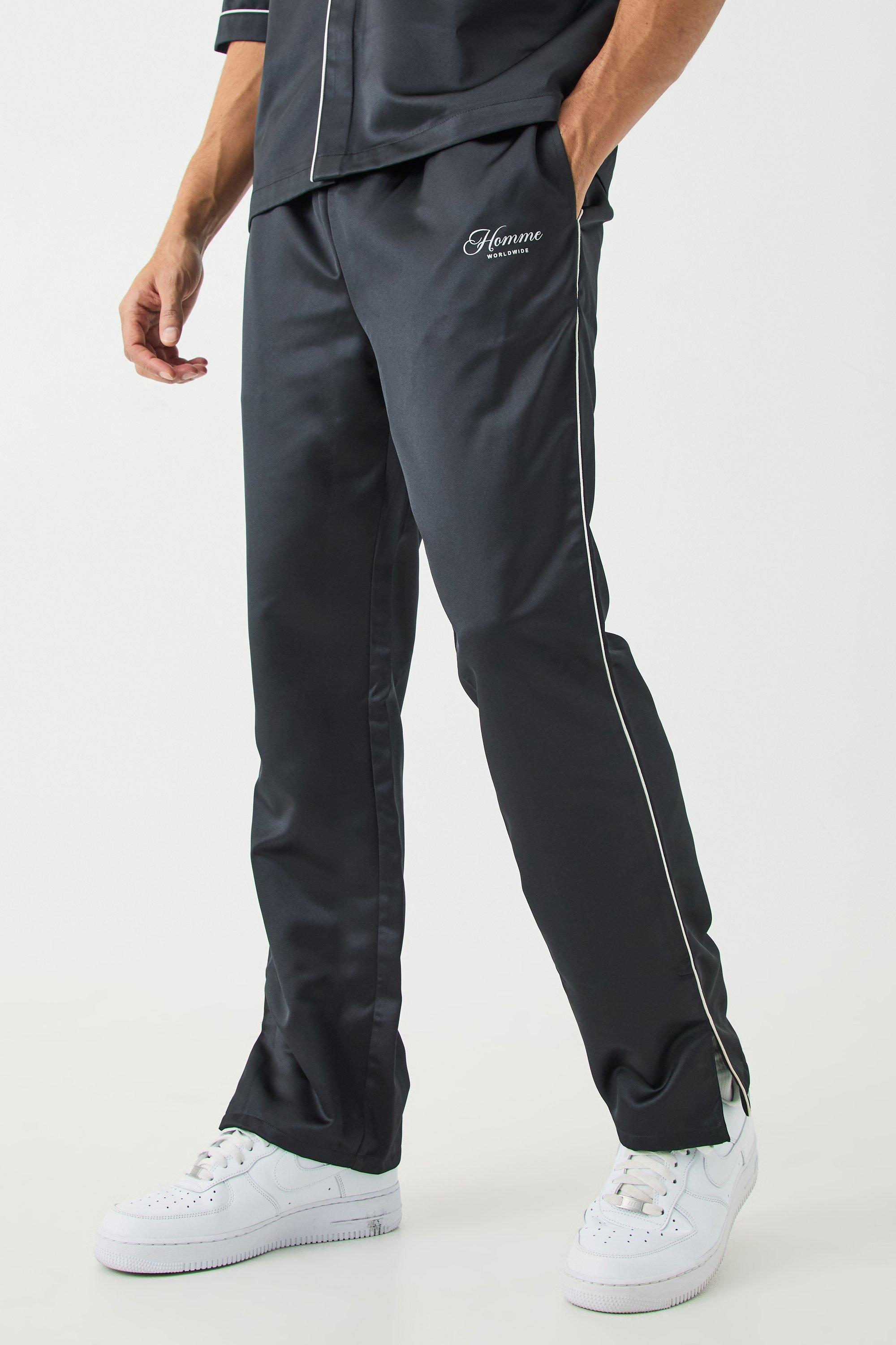 Core Split Hem Satin Pants | boohooMAN USA Product Image