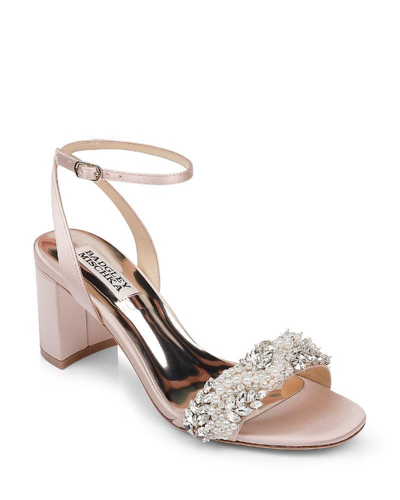 Badgley Mischka Womens Clara Embellished Block Heel Sandals Product Image