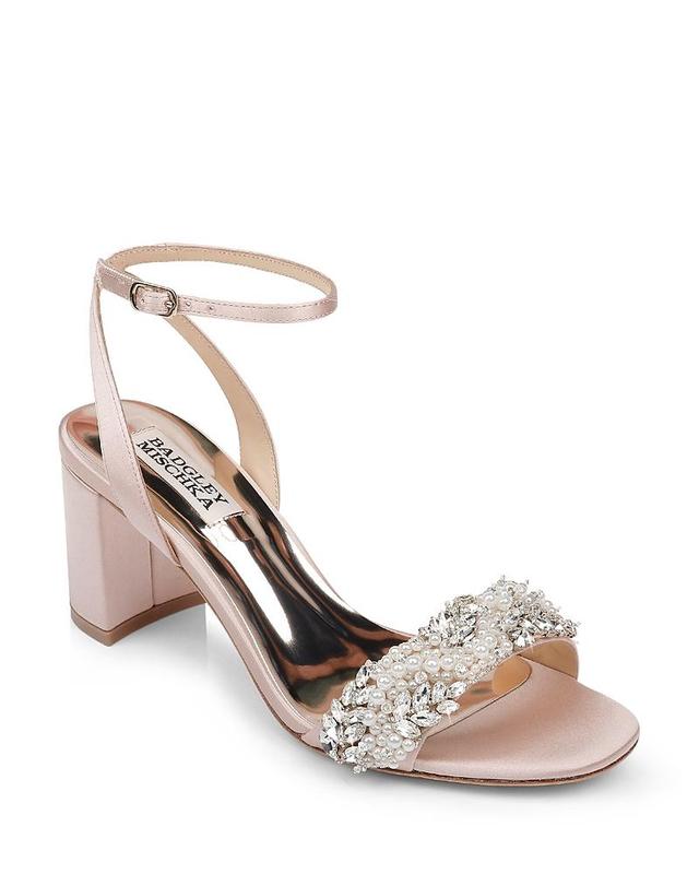 Badgley Mischka Womens Clara Embellished Block Heel Sandals Product Image