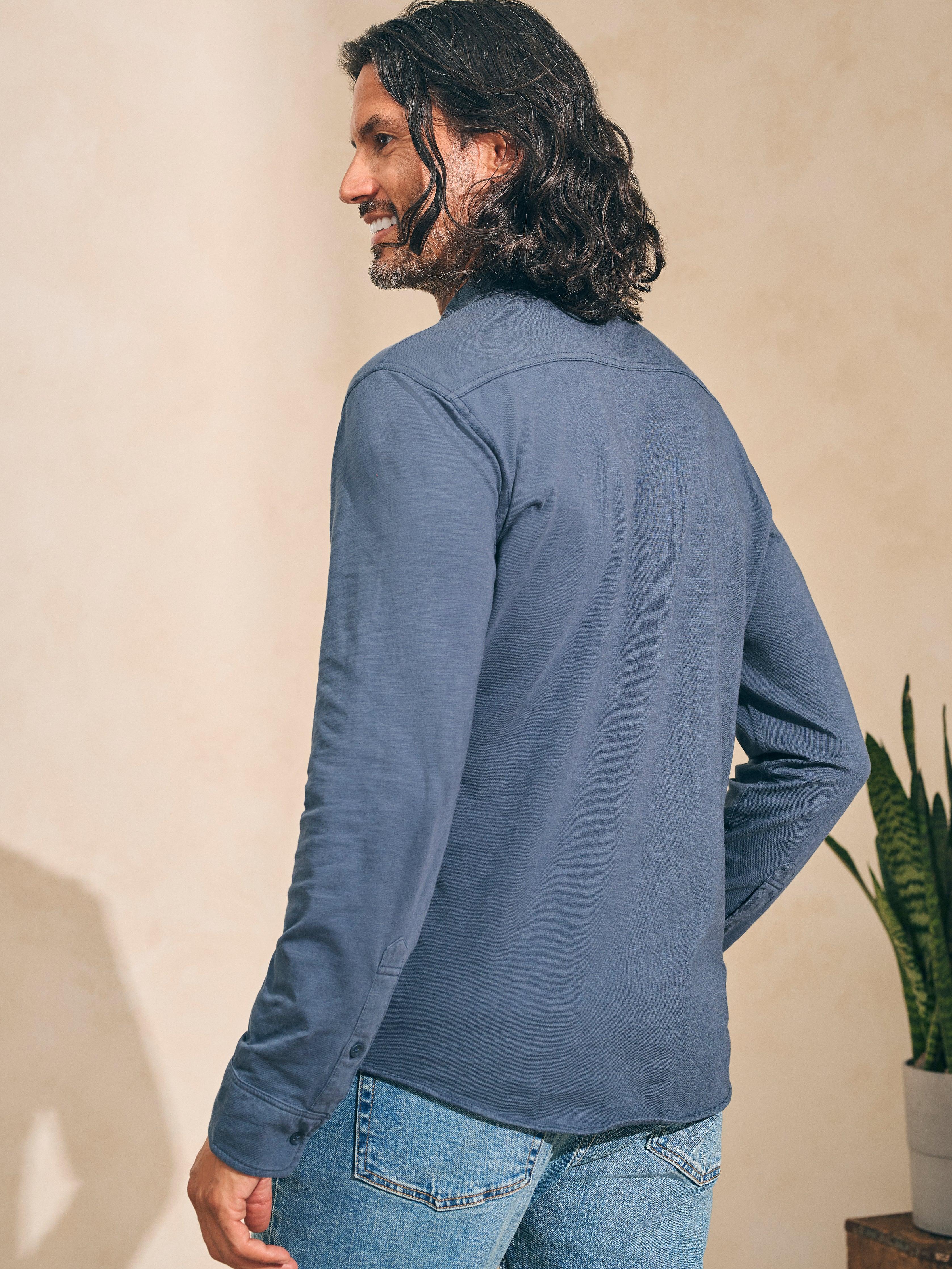 Sunwashed Knit Shirt (Single Pocket) - Dune Navy Male Product Image