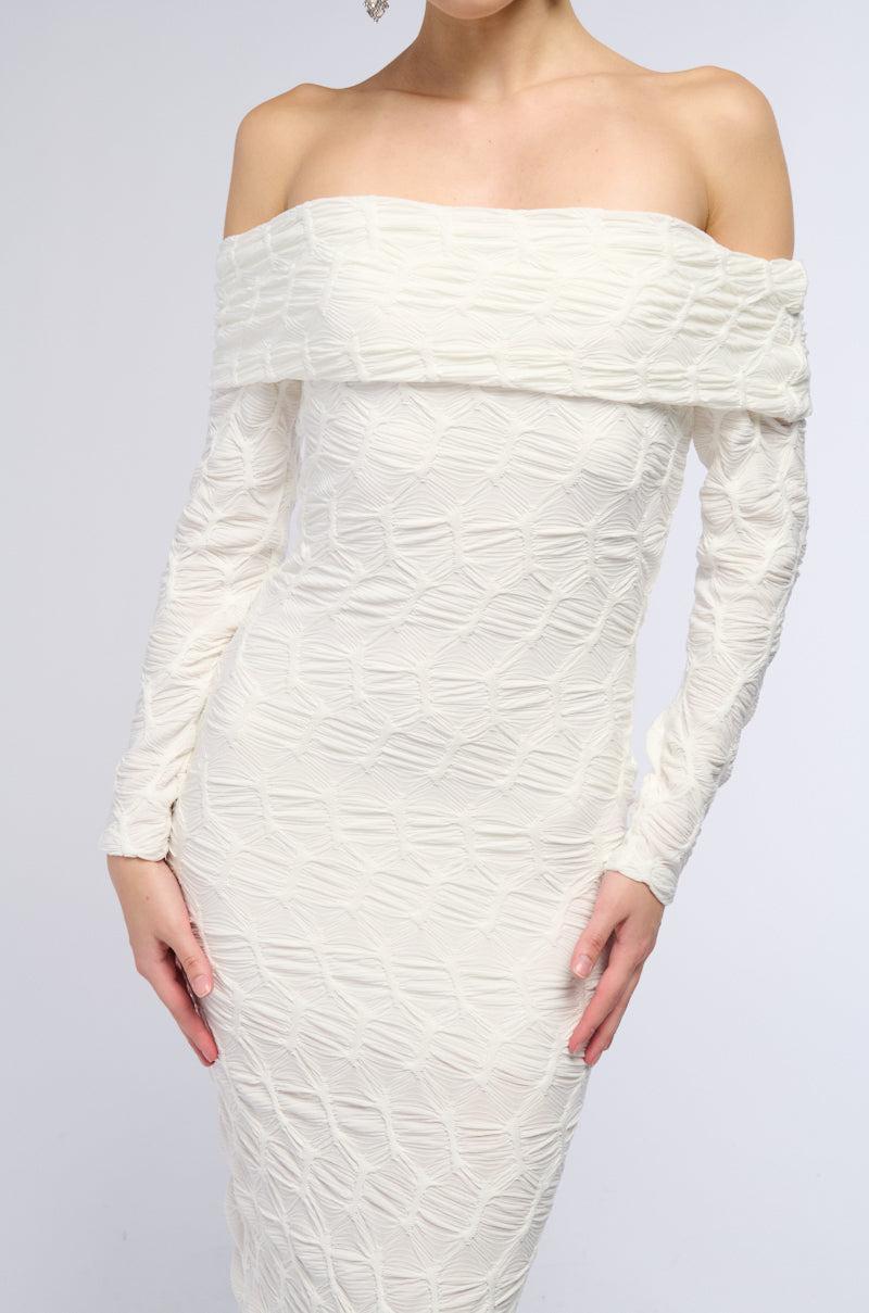 IT'S A VIBE OFF THE SHOULDER MIDI DRESS Product Image