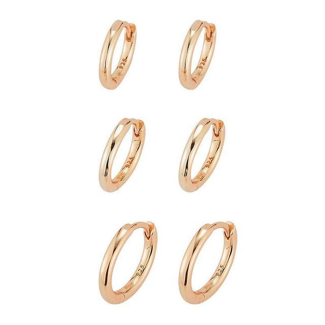 Sunkissed Sterling Huggie Hoop Earring Trio Set, Womens, Pink Product Image