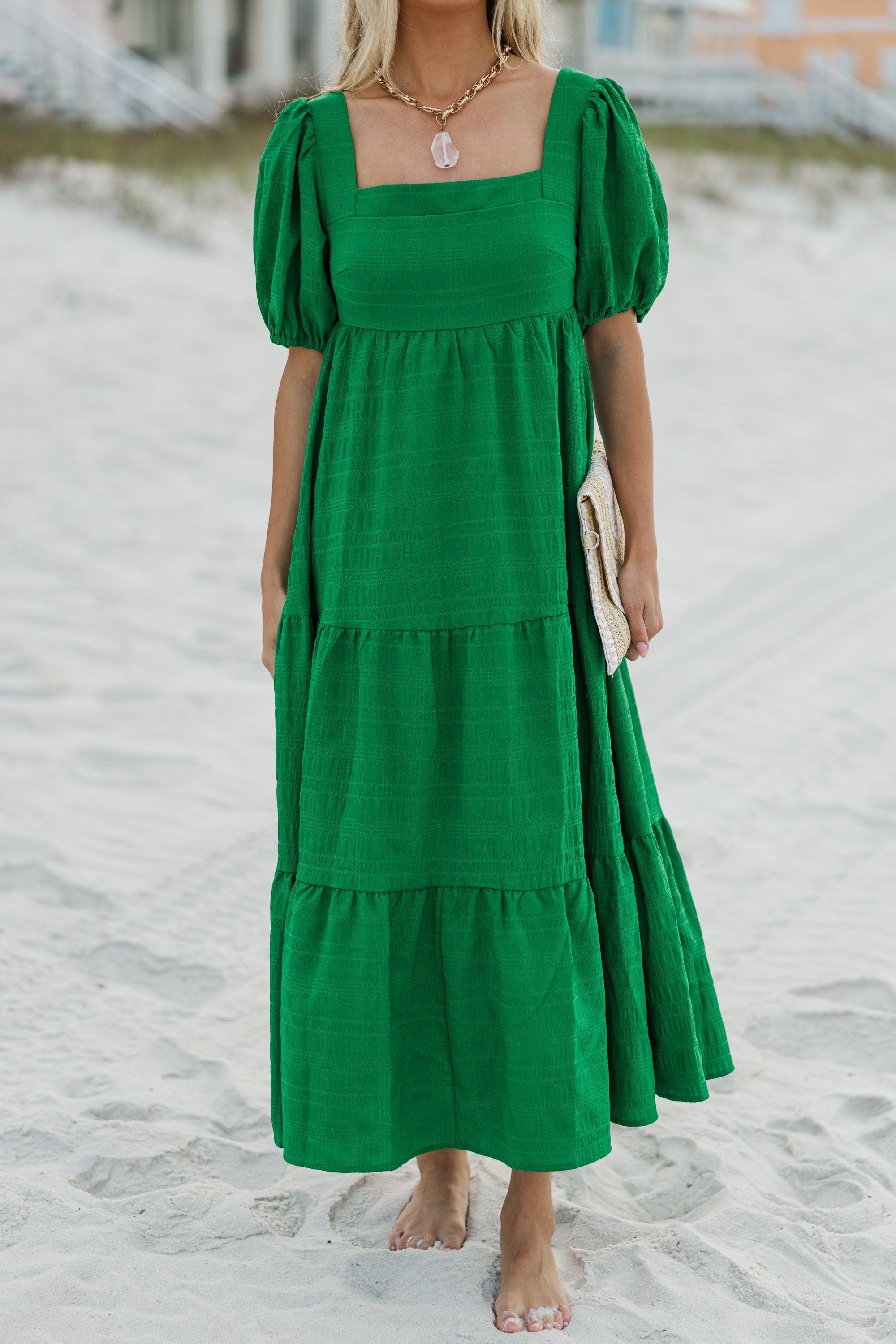 Think About It Kelly Green Midi Dress Female Product Image